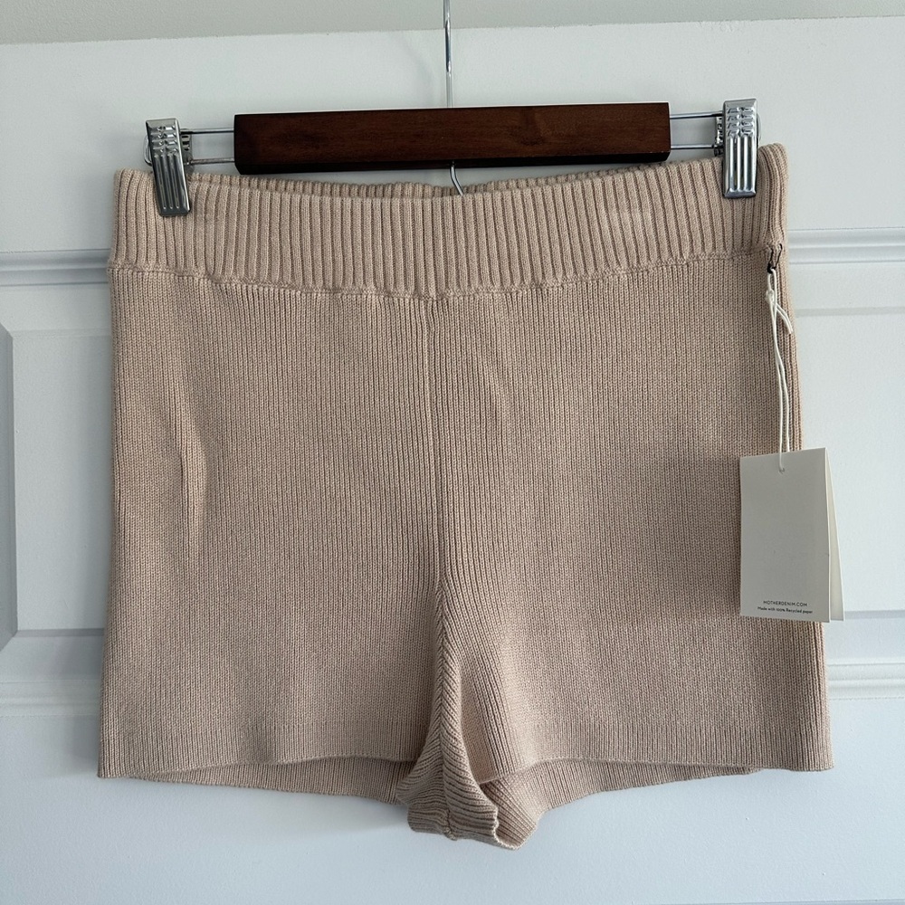 MOTHER High Waisted Blissful Bootie Shorts in Beige